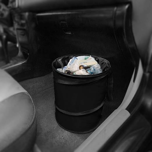 Automotive Waterproof Portable Collapsible Large Trash Can Garbage Container fits Most Cars,‎Polyethylene,SUVs, and Trucks Black