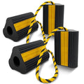 Wheel Chocks (2pair/4pack with Rope) for RV Trailer Camper Truck Car Aircraft, Versatile Heavy Duty Rubber Wheel Chocks Block with 3 Reflective Strips, Tire Wheel Immobilizers & Chocks