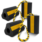Wheel Chocks (2pair/4pack with Rope) for RV Trailer Camper Truck Car Aircraft, Versatile Heavy Duty Rubber Wheel Chocks Block with 3 Reflective Strips, Tire Wheel Immobilizers & Chocks