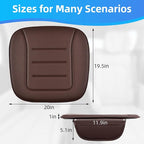 Car Seat Cushion, Comfort Memory Foam Car Cushions for Driving, Breathable Leather Surface with Anti Slip Rubber Bottom, Seat Cushion for Car and Office Chair (1 Pack, Brown)