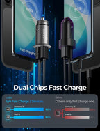 AINOPE QC 3.0 USB Car Charger, 45W Cigarette Lighter USB Charger, Fast Car Charger for Android, [Mini & Aluminum Alloy] 12V Cigarette Lighter Adapter for iPhone 17 16 15 14 13 12 11 Pro Max X