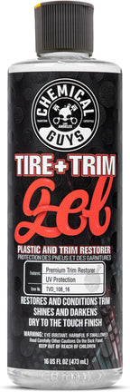 Tire And Trim Gel For Plastic And Rubber, Restores Faded Tires, Trim, And Bumpers, Enhances Shine And Protection, Safe For Cars, Trucks, SUVs, Motorcycles, RVs & More, 16 Fl Oz