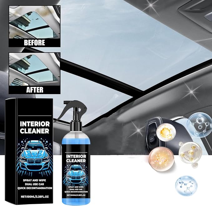 Car Headliner Cleaning Kit, Interior Roof Stain Remover, Multi-purpose cleaner for fabric seats and car headliners (2, 100ML)