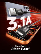 USB C Cable [2-Pack 6.6ft], USB A to USB Cord Fast Charging for iPhone Air, iPhone 17, iPhone 17 Pro, iPhone 17 Pro Max, iPhone 16/iPhone 15 Series, Samsung S20 S10, Note 20 10,Car Play - Black
