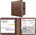 CoBak Car Registration and Insurance Holder - Small and Lightweight Vehicle Glove Box Car Organizer, Auto Truck Comparment Accessories Case for Essential Document, Driver License (Cowhide Brown)