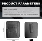 Small Leather Car Sun Visor Organizer, Multifunctional Auto Visor Document Holder with Sunglasses Clip, Universal Car Interior Organizer for Driving License, Card, Pen (Carbon Fiber Black)