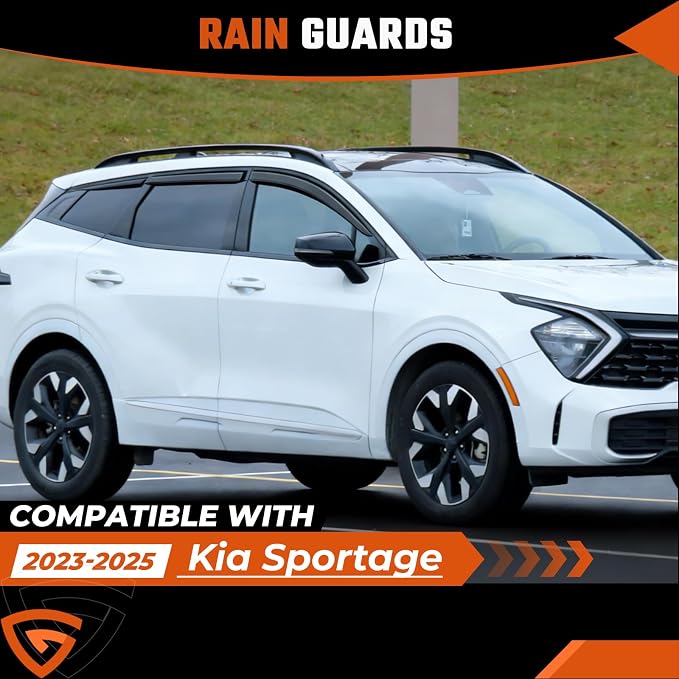 Rain Guards Compatible with Kia Sportage 2023 2024 2025 2026, Tape-On Side Window Deflector Durable Sun Wind Deflectors 2023-2026 Sportage Rain Guard Black 6 PCS