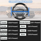 Auto Car Steering Wheel Cover for Hyundai,Tucson,Sonata,Elantra,Santa Fe,Genesis,Sonata Hybrid,Azera,Venue,Kona, 14.5-15 inches(Gray-Standard Size)