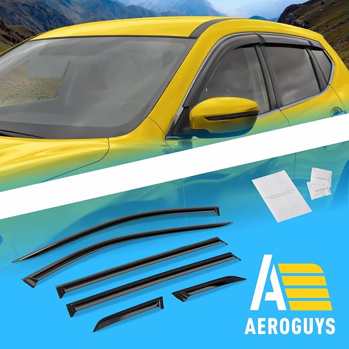 Extra Durable Window Deflectors Tape-On Window Visors Rain Guards Fit for Nissan Rogue 2014-2020, Sun Visors, Wind Vent for Shades, Exterior Car Accessories - 6pcs. AG0223
