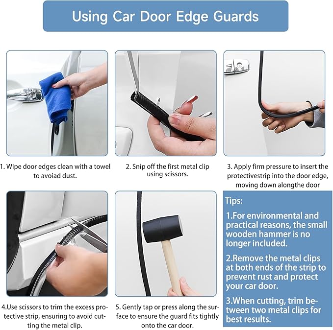 33FT(10M) Universal Car Door Edge Protector Guards, No-Glue Required Rubber Seal U Shape Automotive Door Entry Guard, Suitable for Most Cars, SUVs and Trucks (White)