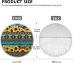 Sunflower Aztec Steering Wheel Cover Sun Shade 17 inch Anti-Heat Steering Wheel Cover Heat Reflector Universal Car Accessories Steering Wheel Sun Block Cover for SUV Trucks Van Sedan