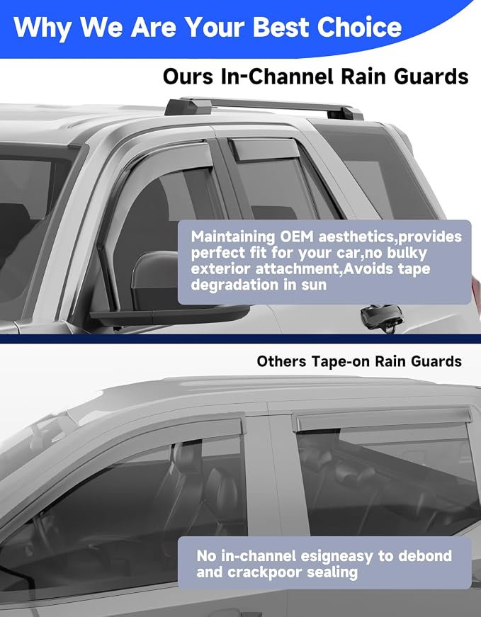 in-Channel Window Visors Rain Guards Fit for Toyota 4Runner 2025 2026, Visors Vent Visors Window Deflector, Vent Shades Car Accessories,Weather Protection -4 pcs