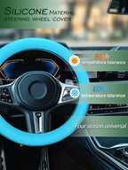 Car Steering Wheel Cover, Non-Slip Silicone Material, Multiple Color Choices, Universal Auto Parts Steering Wheel Cover, Suitable for Most Cars (Light Blue)