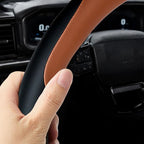 Leather Steering Wheel Cover for Chevy Silverado 1500 2500 3500, 14.5-15 inches Car Steering Wheel Cover with Non-Slip Breathable (Brown)