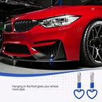 2PCS Heart Shaped Car Handle Straps, Rear Bumper Warning Keychain Ring for Car Exterior Accessories (Blue-Silver)
