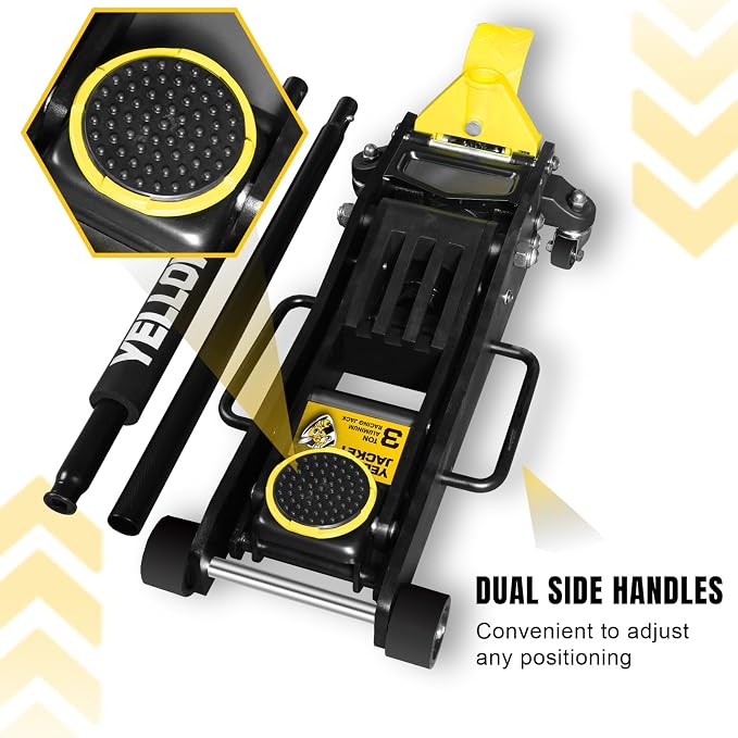 Floor Jack 3 Ton Full Aluminum Ultra Lightweight Low Profile Hydraulic Racing Car Jack with Dual Pumps Quick Lift and Foot Pedal for Auto Repair, 6600 lbs Capacity
