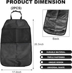 2 PCS Kick Mat Back Seat Protector, Waterproof Car Backseat Protective Kick Mat with 2 Mesh Pockets, Large Vehicle Seat Back Kick Mat Organizer for Kids, Car Accessories
