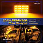 Car Interior LED Lights Accessories with 194 168 T10 / BA9S / DE3175 6418 211-2 578 Festoon Adapters, 48-SMD Panel Lamps for Dome Map Door Trunk Courtesy License Plate Lights (Amber Yellow)