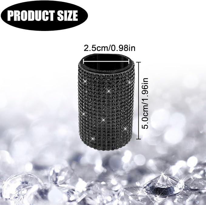 Upright Car Chapstick Holder, Bling Insulating Lip Balm Holder,Rhinestone Car Accessories for Women Interior,Suitable for Most Vehicles. (Black)
