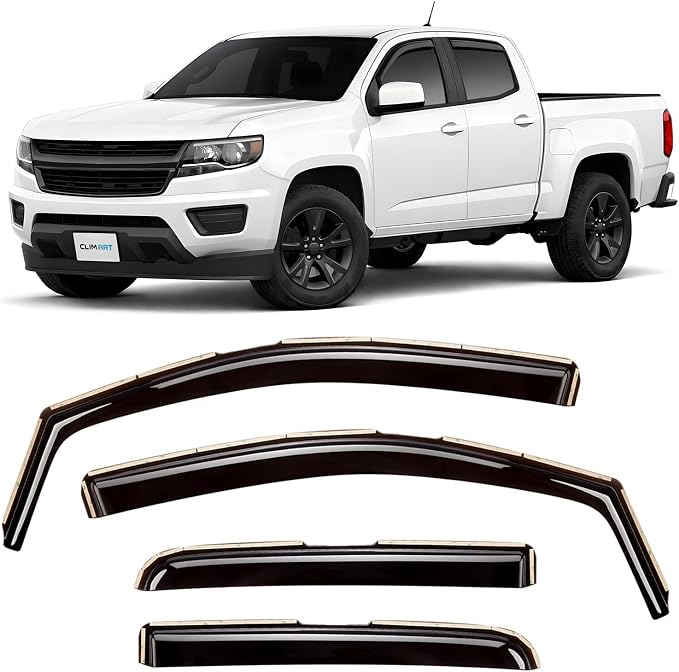in-Channel Durable Rain Guards for Chevy Colorado & GMC Canyon 2015–2022 Crew Cab, Window Deflectors, Vent Window Visors, 4-Piece Set – 615082LP