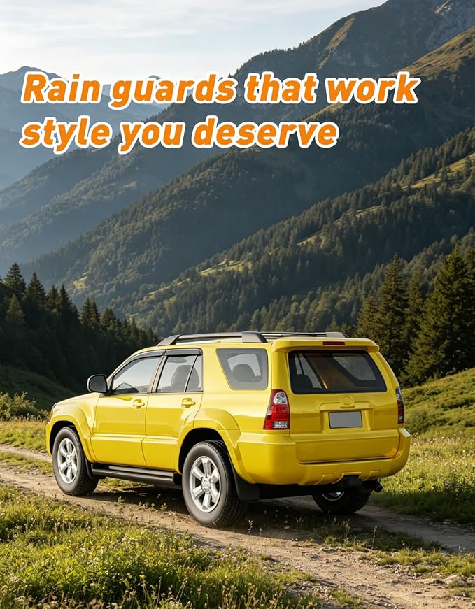 Low Profile Window Rain Guards Fit for 2003-2009 Toyota 4Runner Rain Guard Window Deflectors Extra-Thick Side Window Visors Vent Shades Tape-on Vent Visors Car Accessories