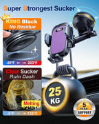 YRU True Military-Grade [360° Rotation Suction] 2026 Ultimate Car Phone Holder Mount 【90+LBS Safest Strongest & Patent Certs】 Dashboard Windshield Vent for iPhone 17 16 Pro Max Samsung, Purple