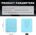 Small Leather Car Sun Visor Organizer, Multifunctional Auto Visor Document Holder with Sunglasses Clip, Universal Car Interior Organizer for Drving License, Card, Pen (Blue)