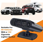 Portable Car Heater,12V Car Heater that Plugs into Cigartte Lighter,Fast Heating Windshield Defroster,2-in-1 Heating & Cooling 360° Rotatable Car Heaters for Vehicle (Grey)