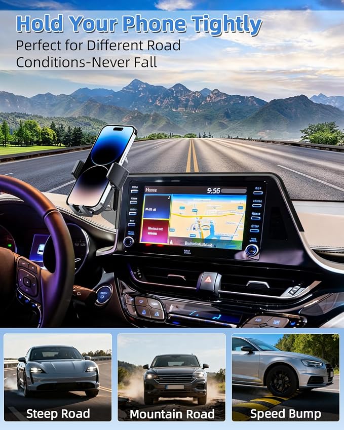 PZK Car Phone Mount for Toyota C-HR CHR 2019-2022 Accessories 8-inch Screen | Auto Lock Phone Holder One Button Release 360° Rotation Smart Phone Cradles Hands Free Not Affect Vent for All Smartphone