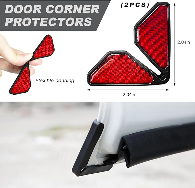2 PCS Car Door Corner Protector Edge Guards, Real Carbon Fiber Anti-Collision Car Door Edge Protector, Self-Adhesive Decorative Auto Corner Protect, Vehicle Exterior Accessories (Red)