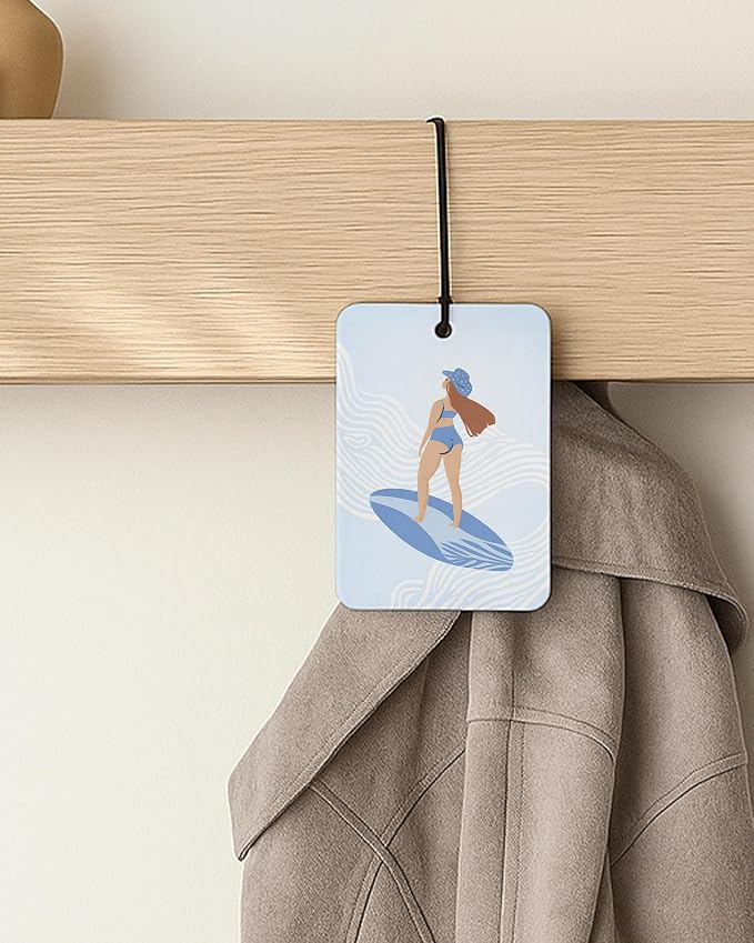 Blue Coastal Cowgirl Car Air Freshener 4 Pcs Coconut Scented, Summer Surfing Cowgirl Car Accessories Mirror Decor for Women, Girly Western Hanging Air Freshener for Cars Closet Drawer Books