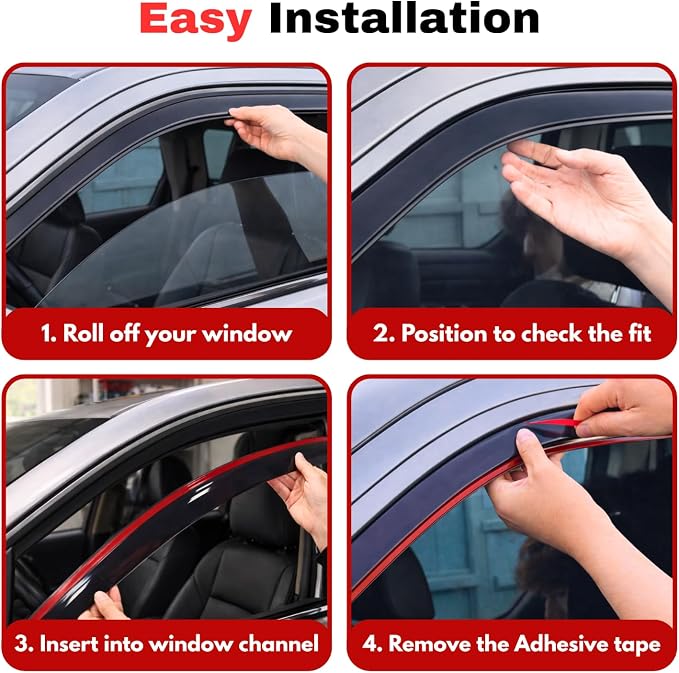 KPY Rain Guards Fit for 2023-2026 Toyota Sequoia, in-Channel Window Visors Vent Wind Deflectors 4PC, Car Accessories for 23-26 Sequoia