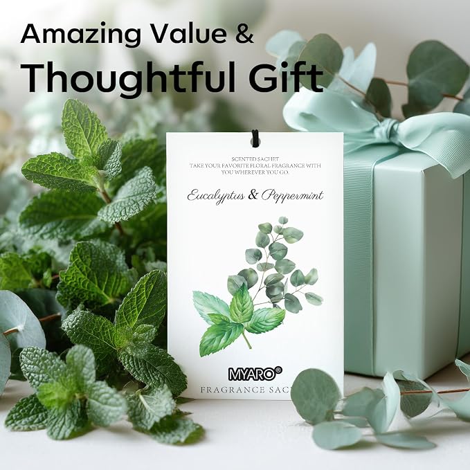 12 Packs Eucalyptus Mint Scented Sachets for Drawer and Closet, Long-Lasting Closet Sachet Bags Drawer Deodorizers Fresh Scents, Home Fragrance Air Freshener