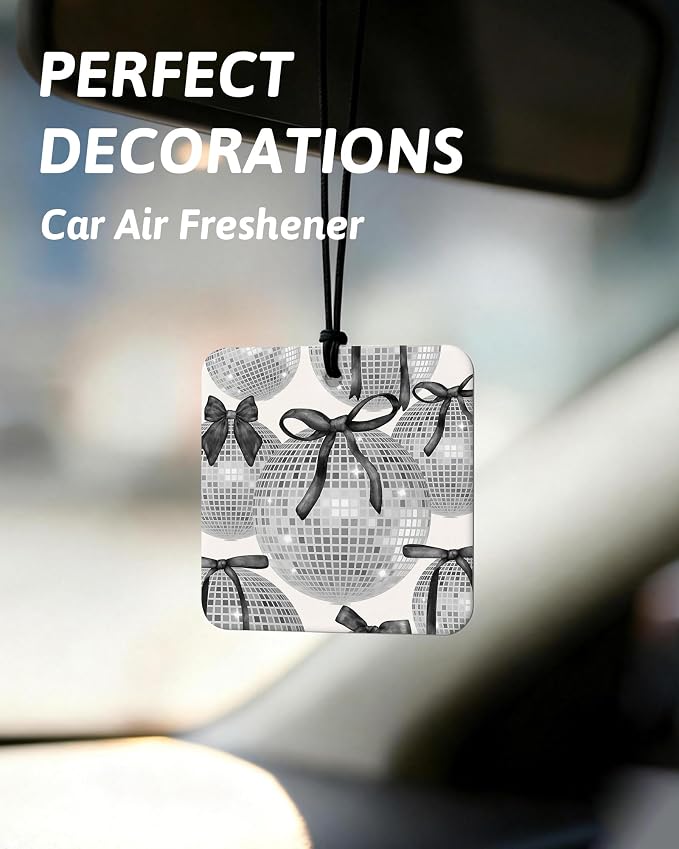 Black Coquette Western Orange Car Air Freshener 4 Pcs, Long Live Cowgirls Disco Ball Square Hanging Air Freshener for Closet Drawer Books, Girly Western Car Accessories Mirror Decor for Women