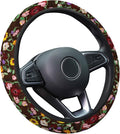 Vintage Floral Music Steering Wheel Cover, Polyester Car Wheel Grip, Universal 15 Inch for Cars SUVs Trucks