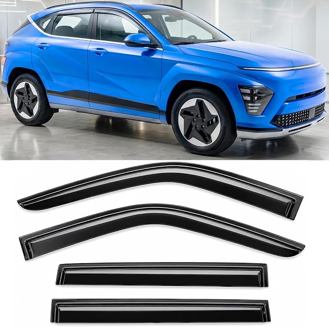 2024-2026 Tape-On Rain Guards Compatible with Hyundai Kona Side Window Visor Deflectors SE SEL Convenience N Line S Limited 2025