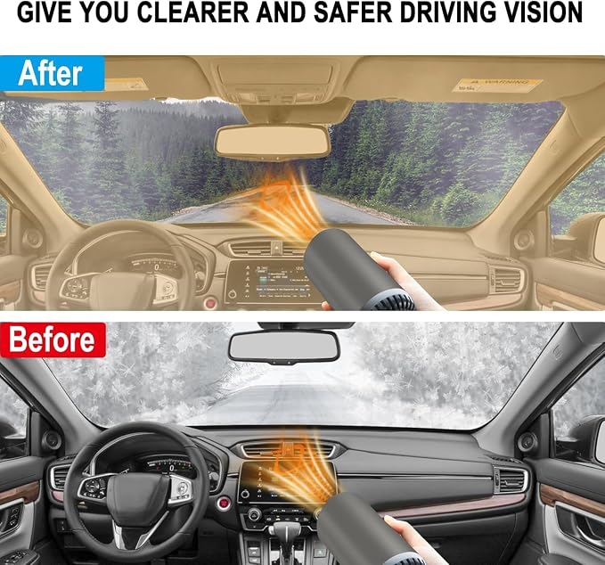 Car Heater,12V 120W Portable Car Heater for Cigarette Lighter Socket,Defroster for Car Windshield,2-in-1 Heating & Cooling Rapid Defrosting and Demisting Device with Suction Holder