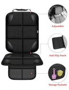 Car Seat Protector for Child Car Seat, Durable 600D Fabric Waterproof Car Seat Cover with Thick Pad Non-Slip Backing，No Imprints (Black 2pcs)