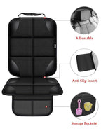 Car Seat Protector for Child Car Seat, Durable 600D Fabric Waterproof Car Seat Cover with Thick Pad Non-Slip Backing，No Imprints (Black 1pc)