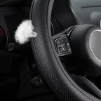 Car Steering Wheel Cover for F-150 Tundra Range Rover Large Size 15.5-16 inch (39.5-41cm) Black Breathable Microfiber Leather