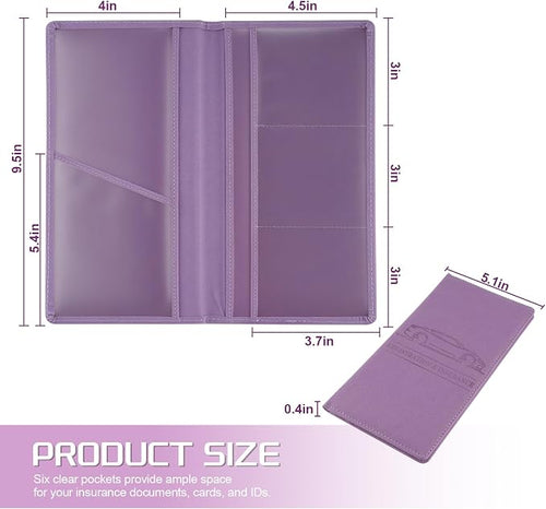 1Pack Car Registration and Insurance Holder,Car Document Holder for Cards License with Magnetic Shut,Vehicle Glove Box Car Organizer for Documents, Cards, License(Purple)