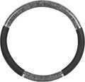 Chrome Wood Grain Black & Gray Steering Wheel Cover for Cars, Trucks, Van, SUVs - Elegant and Comfortable Grip Accessories