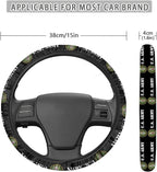 Car accessories Compatible with US Army Steering Wheel Cover 14-15 Inch, Non-Slip Stretchable Design for Easy Installation, Comfort Grip (TZ-JD-FXPT-5)