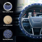 Bling Steering Wheel Cover, Rhinestone Steering Wheel Cover with Crystal Diamond for Women, Sparkling Car Wheel Protector Universal Fit 14-15 inches - Royal Blue