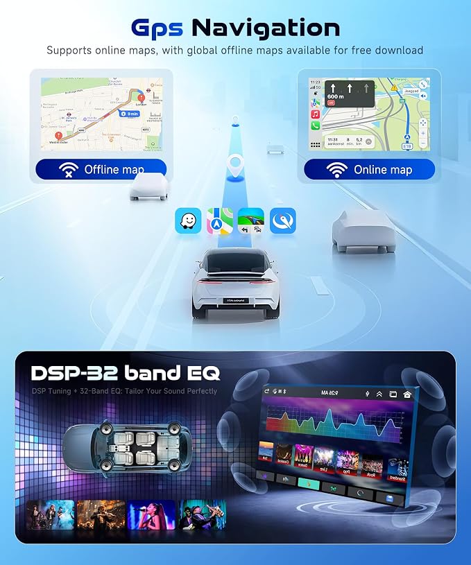 8 Core 6G+128G Android 15 Car Stereo Radio for Ford Escape Kuga Mazda Tribute 2007-2012 Wireless Carplay/Android Auto 9'' HD IPS Sereen with 5.0 Bluetooth WiFi GPS SWC FM/RDS Radio Backup Camera