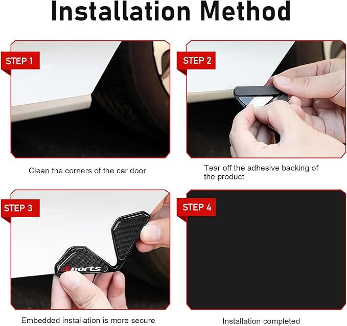 2PCS Car Door Corner Protector Edge Guards, 1.77"x1.77" Carbon Fiber Anti-Collision Car Door Edge Protector, Self-Adhesive Anti-scratch Protective Cover, Universal Auto Corner Protect(Sport)