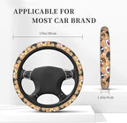Cute Dog Print Neoprene Steering Wheel Cover Anti-Slip Elastic Pet Face Steering Wheel Protective Cover 15in Universal Car Accessories Fit Cars, SUVs, Auto