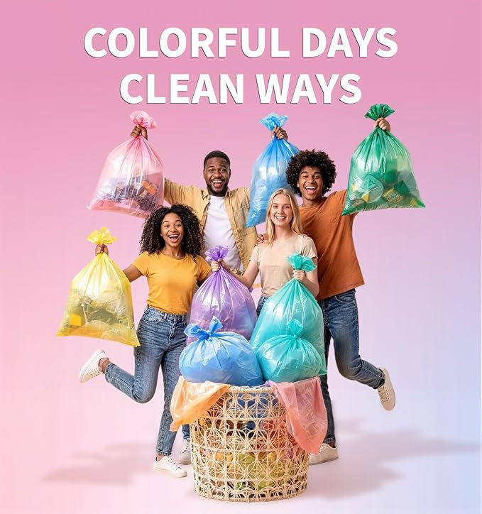 Mini Trash Bags 1.2 Gallon Unscented, 0.82 Mil, Colored,300 Count | 4.5 Liter Garbage Bag, Plastic Wastebasket Liners, Leakproof, Tear Resistant,for Under-sink Bins, Bedside Cans, Bathroom Bulk