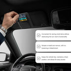 Car Sun Visor Organizer, Leather Auto Visor Card Holder with Sunglasses Clip, Multifunctional Sunvisor Storage Pouch Vehicle Interior Pocket for Driving License Pen Ticket (Black)