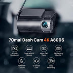 4K Dash Cam Front and Rear with STARVIS, Dashcam with 5GHz WiFi, GPS Car Camera, Super Night Vision, ADAS, 3'' IPS Screen, 24H Parking Mode, Time-Lapse, Loop Recording, Support 256GB Max (A800S) | 5GHz WiFi • ADAS • 24H Parking Mode • 3" IPS Scre...
